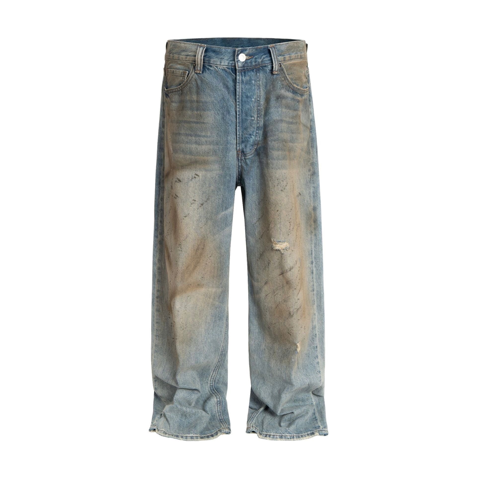 Orange Pocket Baggy Jeans