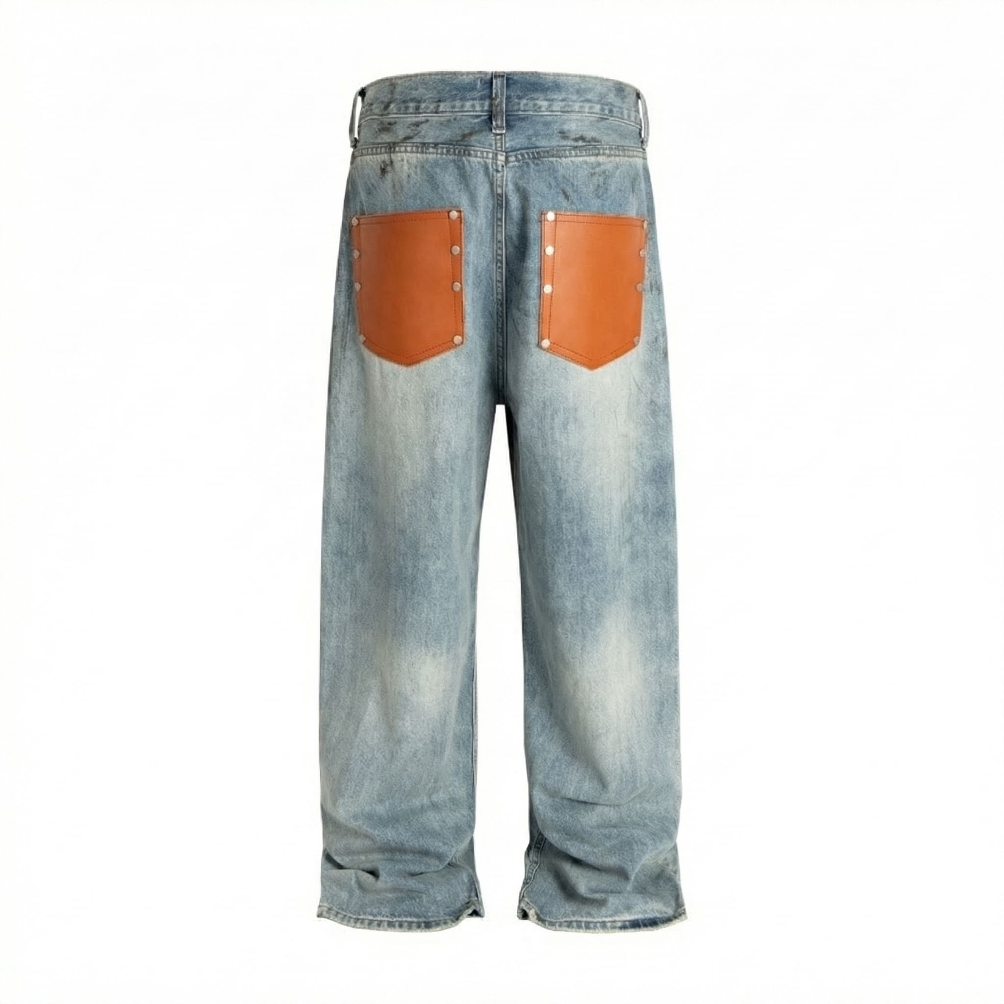 Orange Pocket Baggy Jeans