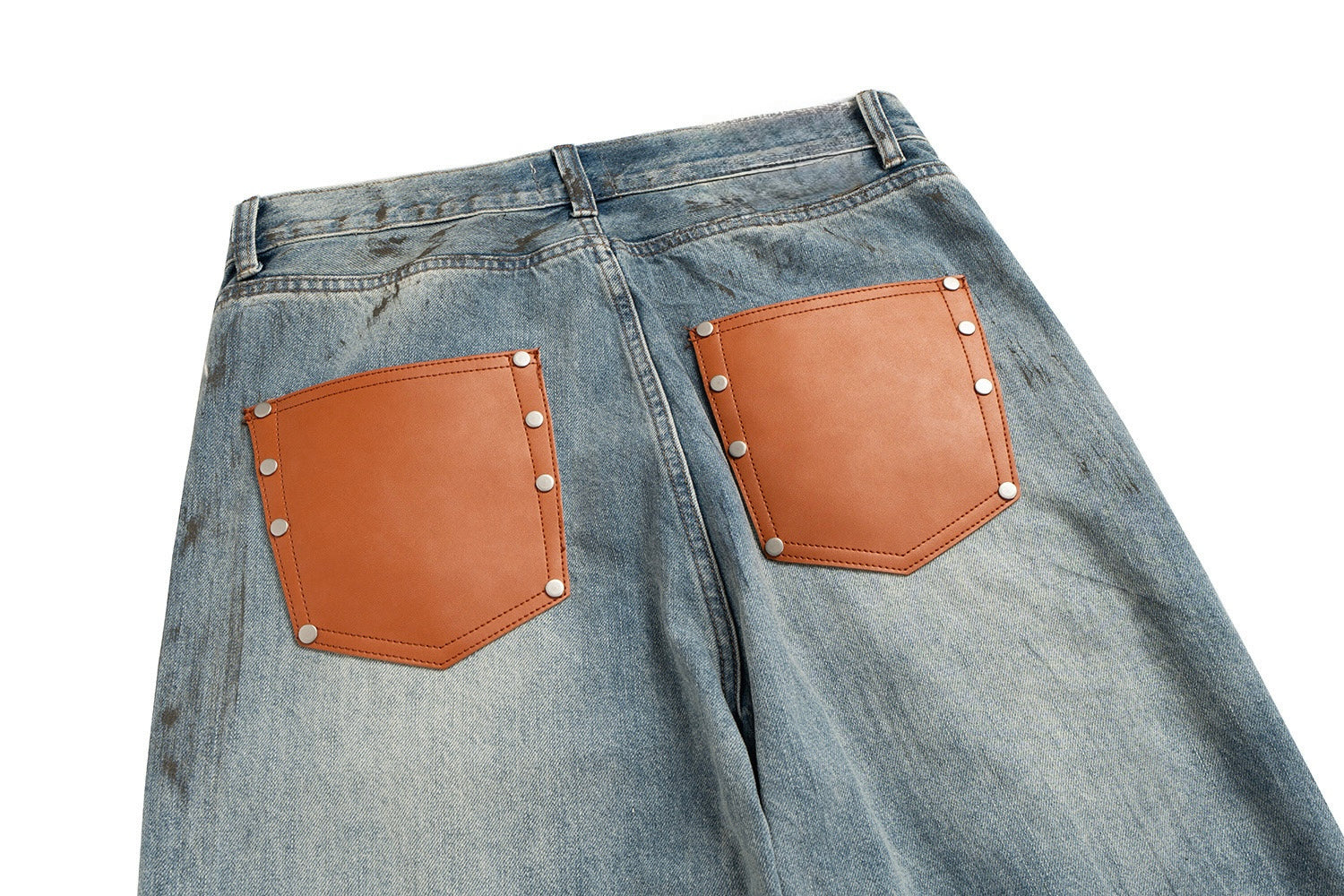 Orange Pocket Baggy Jeans