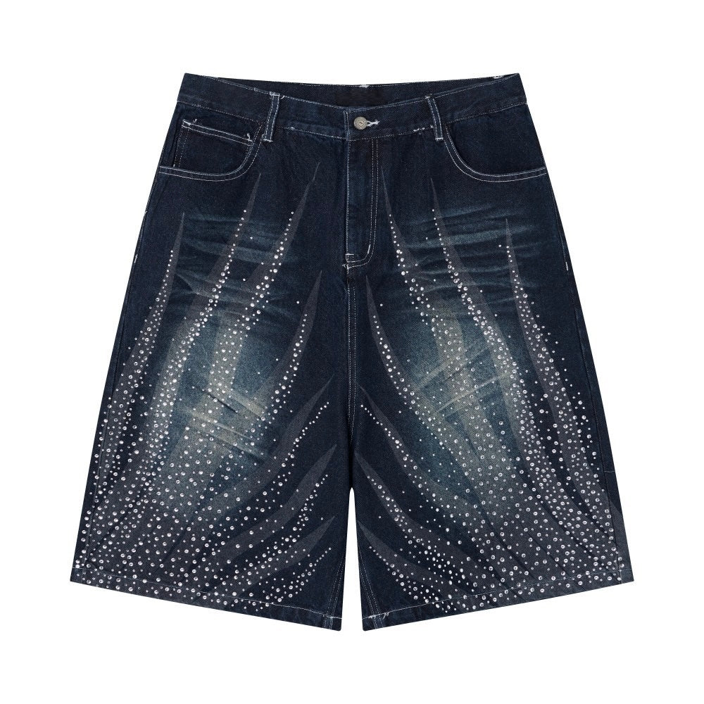 Rhinestones Blue Shorts Jeans