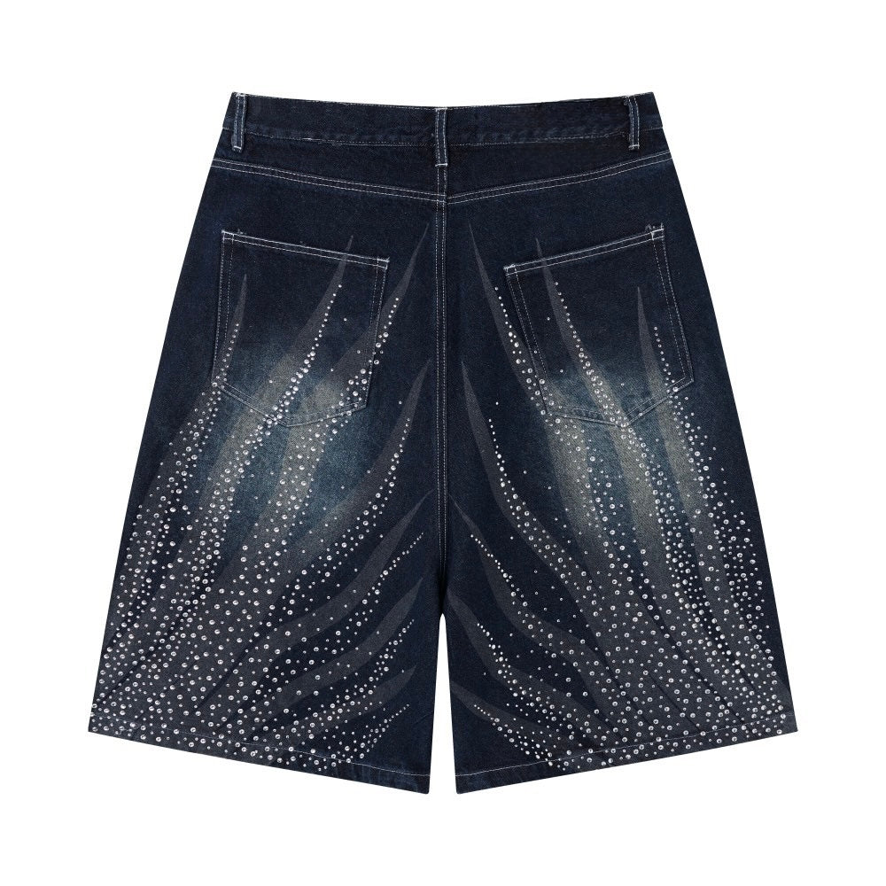 Rhinestones Blue Shorts Jeans