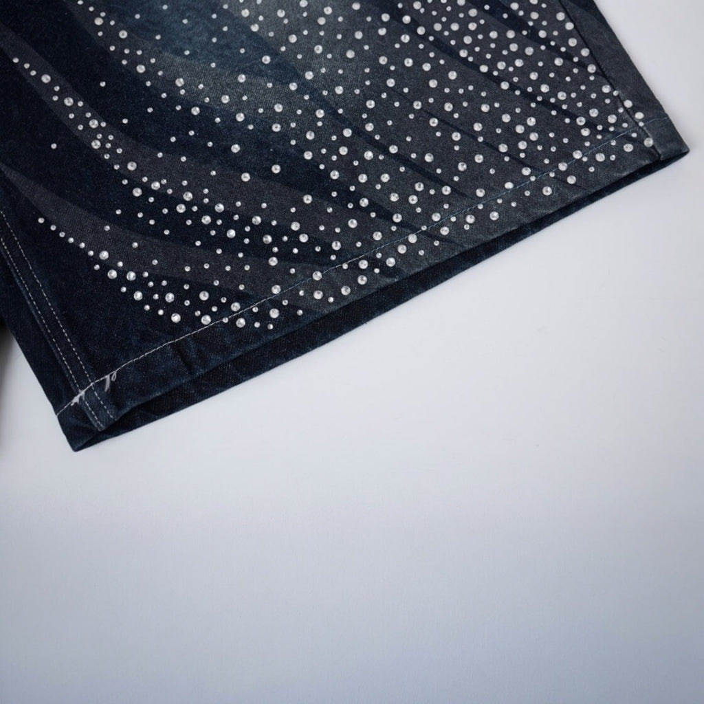 Rhinestones Blue Shorts Jeans