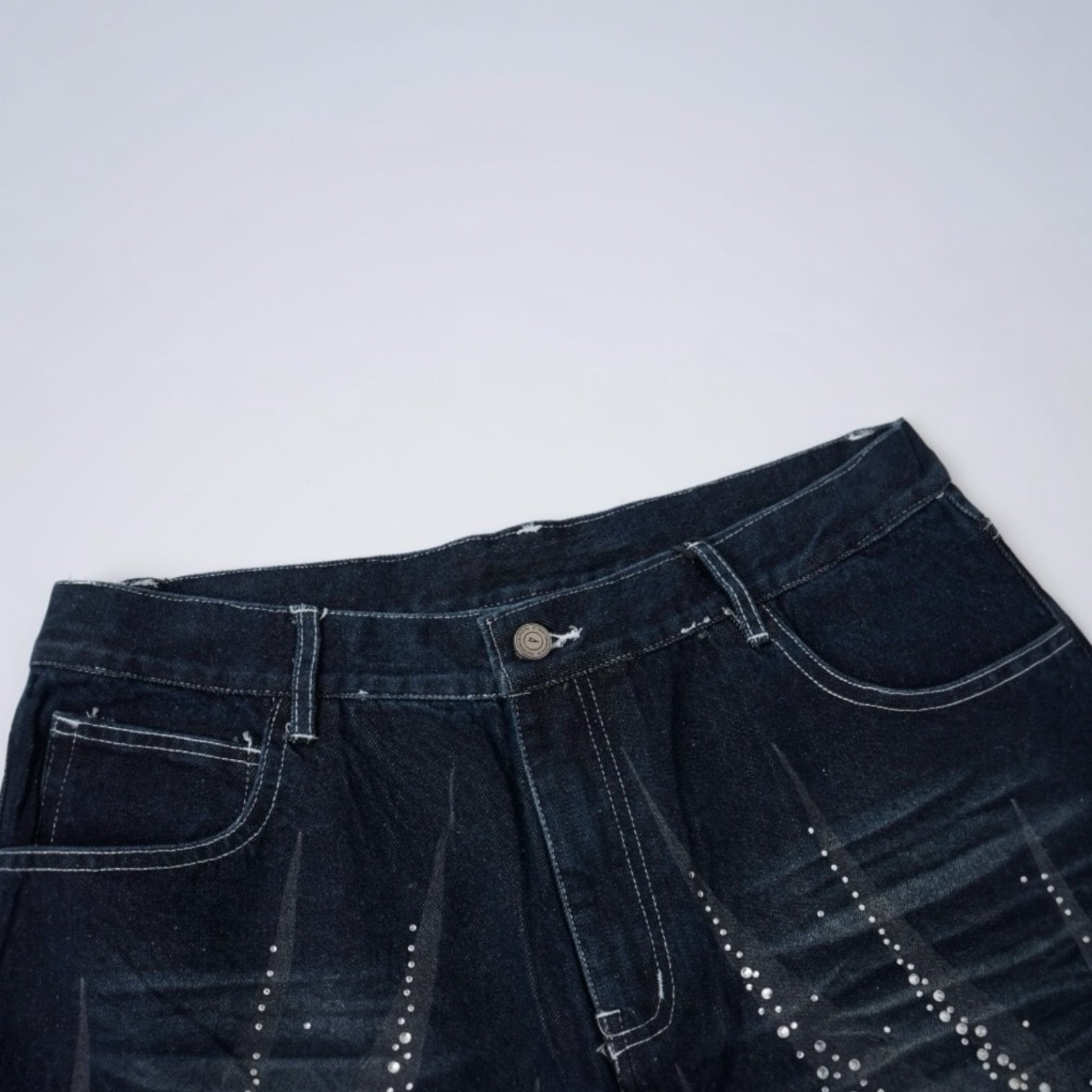 Rhinestones Blue Shorts Jeans