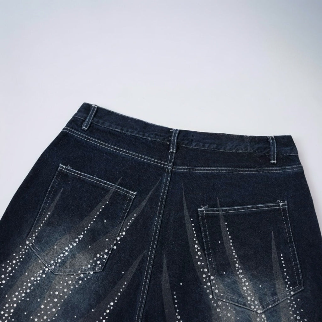 Rhinestones Blue Shorts Jeans