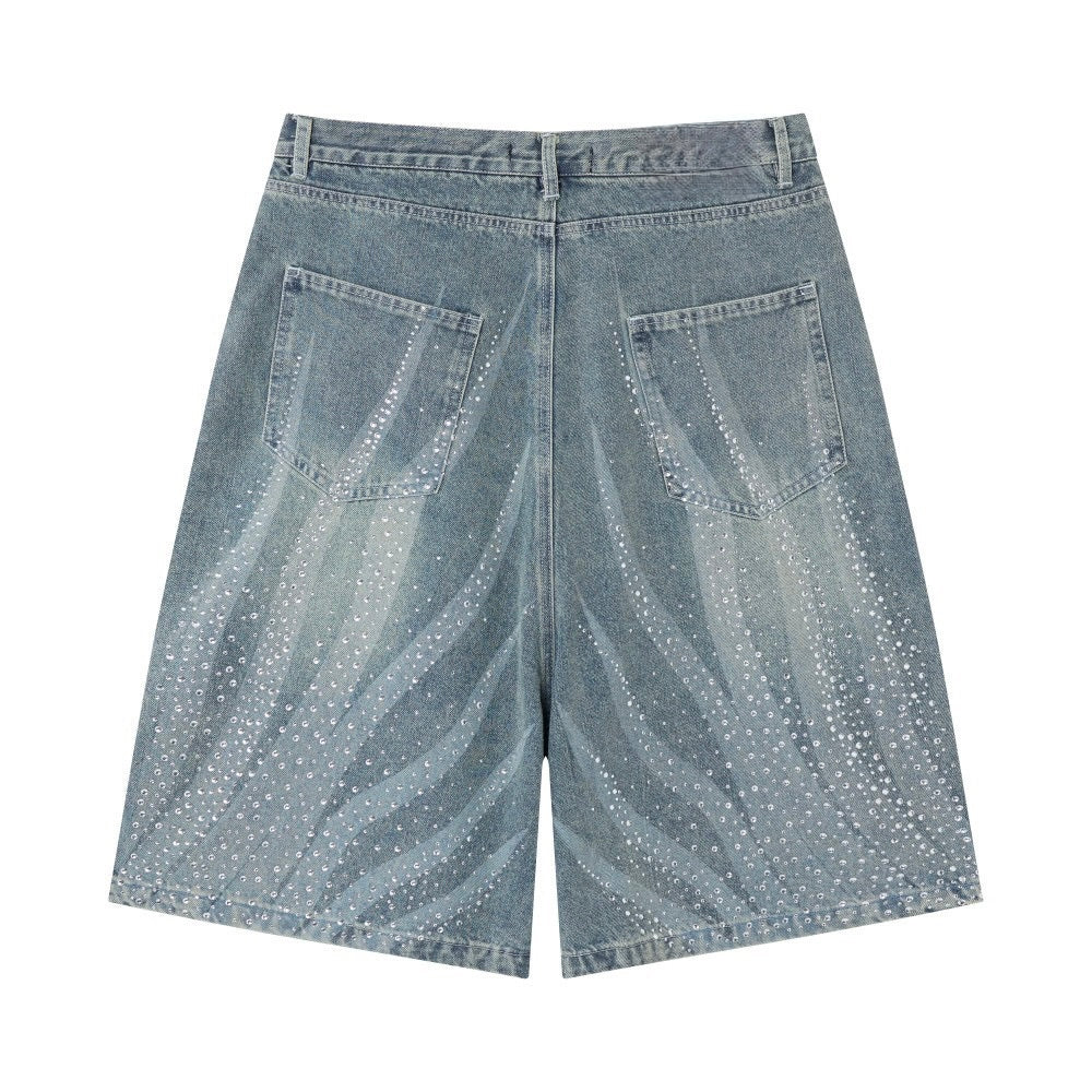 Rhinestones Light Blue Shorts Jeans