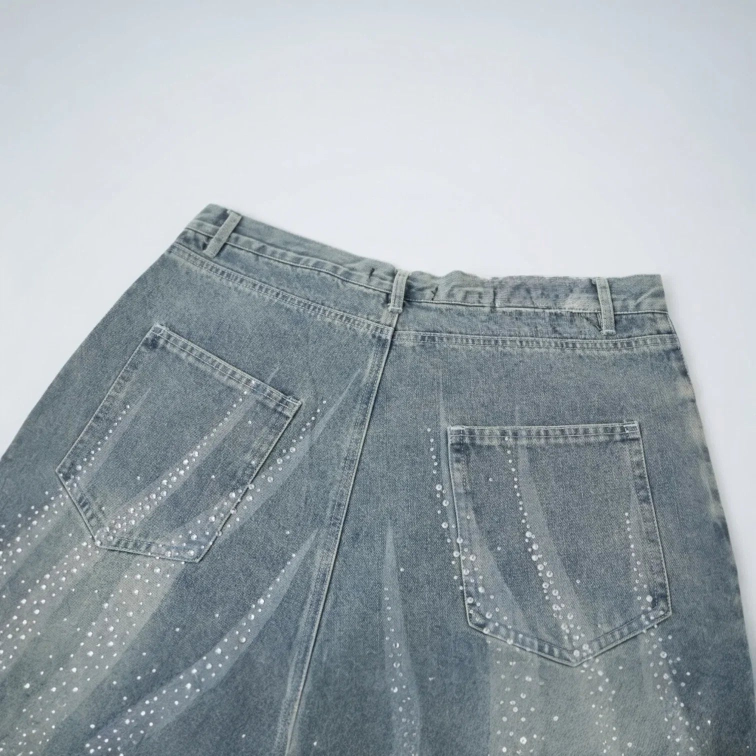 Rhinestones Light Blue Shorts Jeans