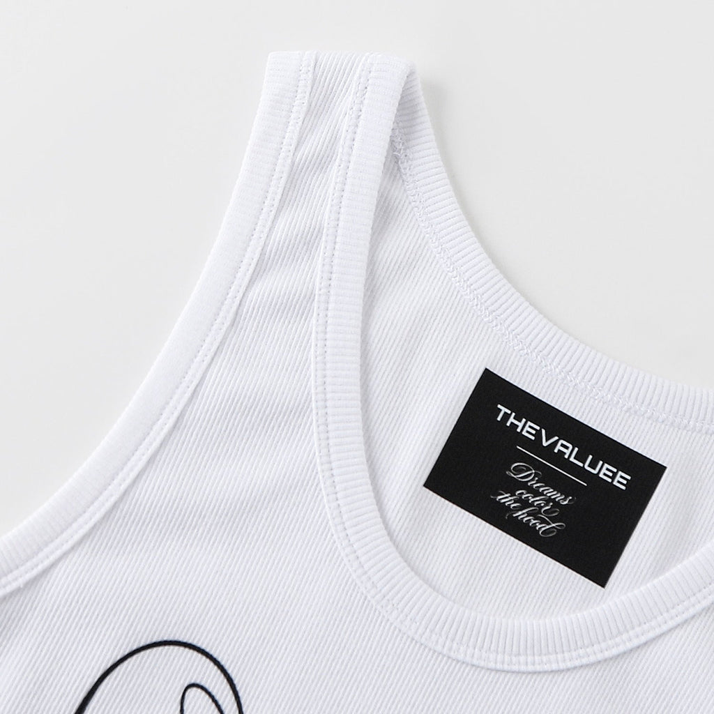 White Block Tank Top