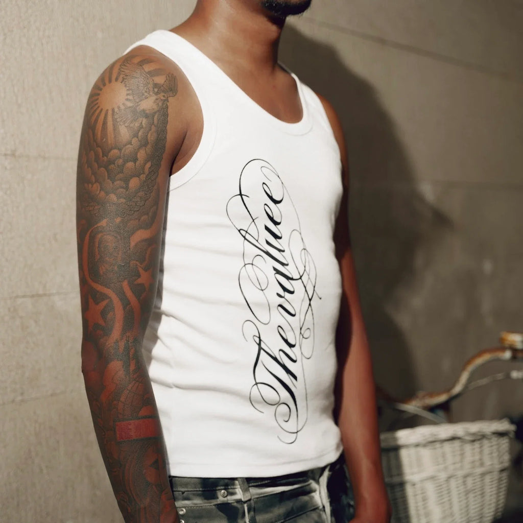White Block Tank Top